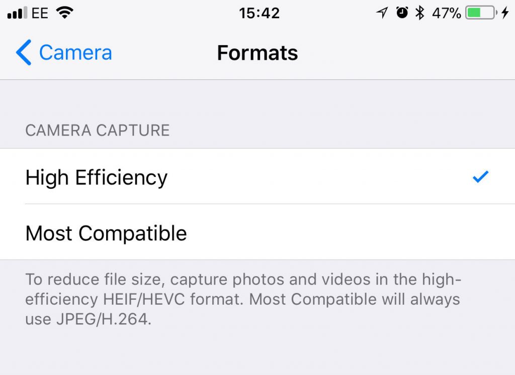 HEIC JPG IOS settings
